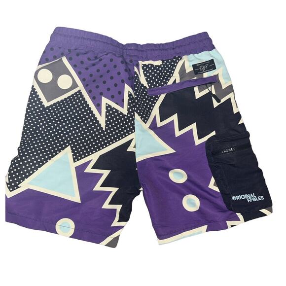 Men ORIGINAL FABLES "GOODIE" Nylon Utility‎ Shorts Purple NWT Size Small - Picture 6 of 8